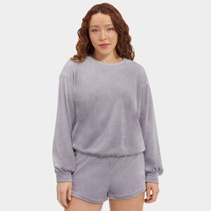 UGG Shanara Velour Fleece Lounge Sweatshirt dusty Purple Gray size M